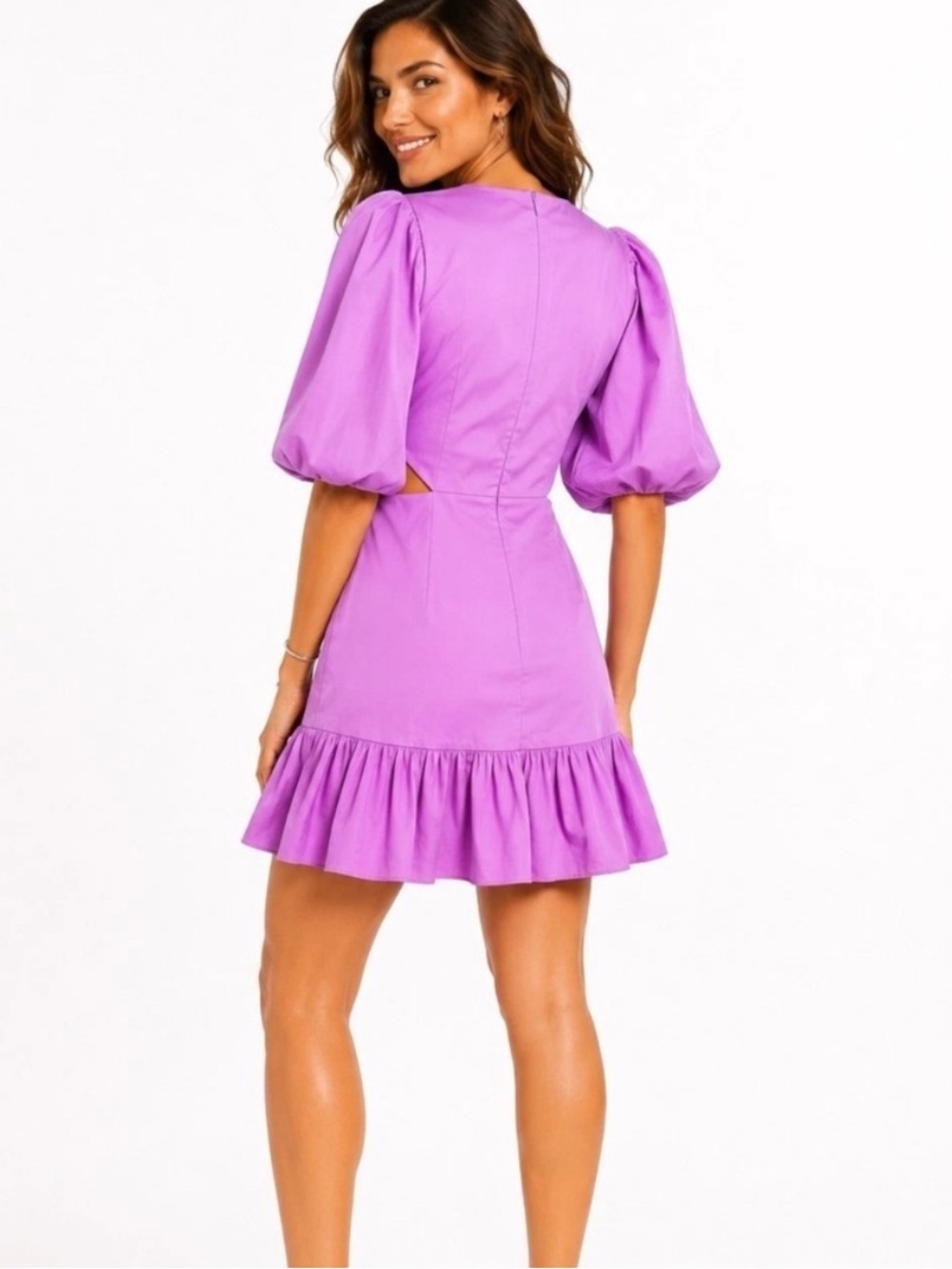 Veronica Beard Iker Puff-Sleeve Cutout Dress - Picture 2 of 8